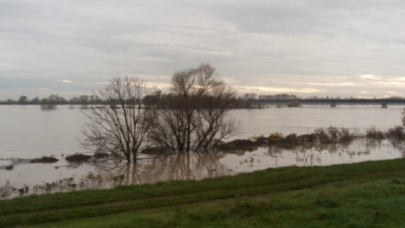Fiume Po nel tratto Adriese in attesa della piena